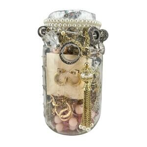 2lb 3oz Jewelry Jar Vintage to Modern Necklaces Bracelets Earrings Mixed Lot